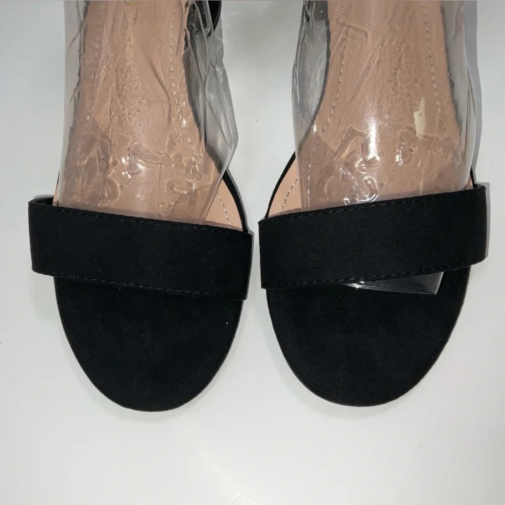 NIB Women’s‎ Dream Pairs Open Toe Ankle Strap Block Heel Sandals Black Suede 8.5
